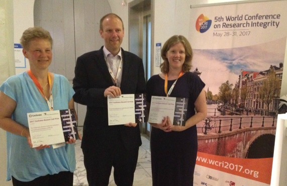 The three winners of the inaugural Cochrane-REWARD prize 2017