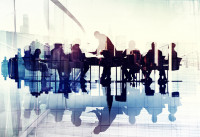 Abstract image of Cochrane Board members silhouettes in a meeting