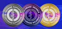 silver, purple, and gold badges that say Cochrane Supporter, Cochrane Member, and Cochrane Member, respectively