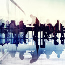 Abstract image of Cochrane Board members silhouettes in a meeting