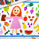 Kindergarten drawing of food choices