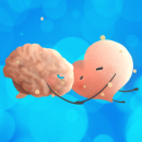 Brain and Heart cartoon hugging