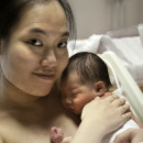 newborn on mom's chest
