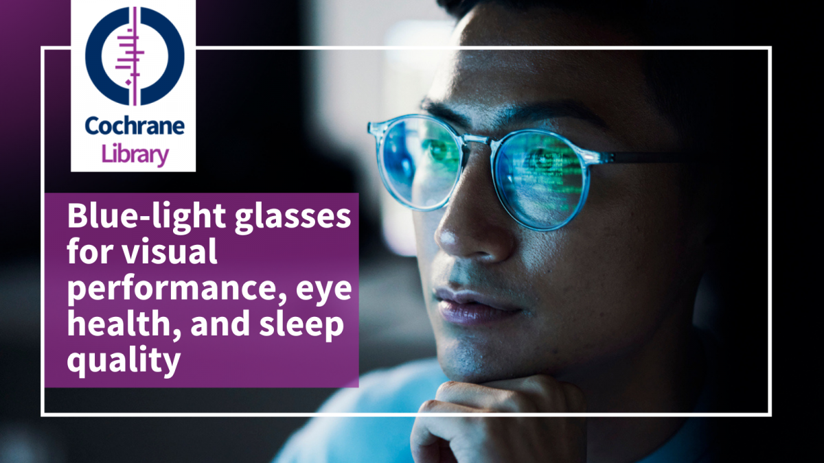 Blue-light filtering spectacles probably make no difference to eye strain, eye health or sleep quality