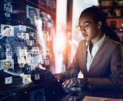 Woman looking at a screen