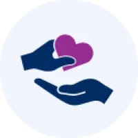Icon with two hands and a heart