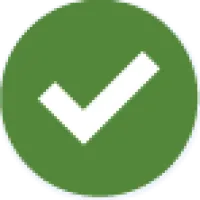 A checkmark on a green rounded background