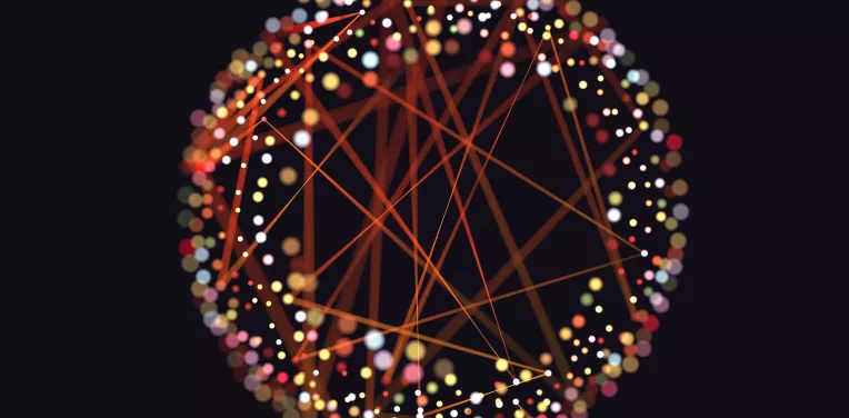 Ball of lights on a black background