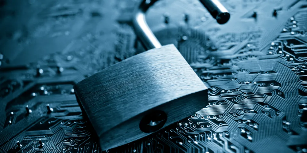 Open padlock on computer keyboard