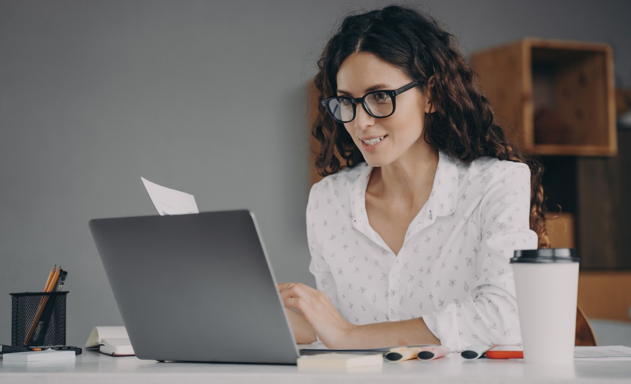 woman working at laptop